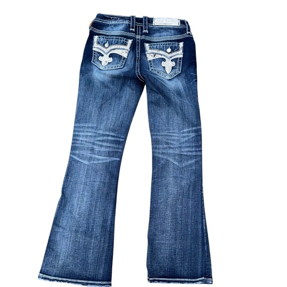 NWOT Rock Revival Women’s Yui Bootcut Jeans 26 Blue Lowrise Rhinestone - Picture 4 of 12